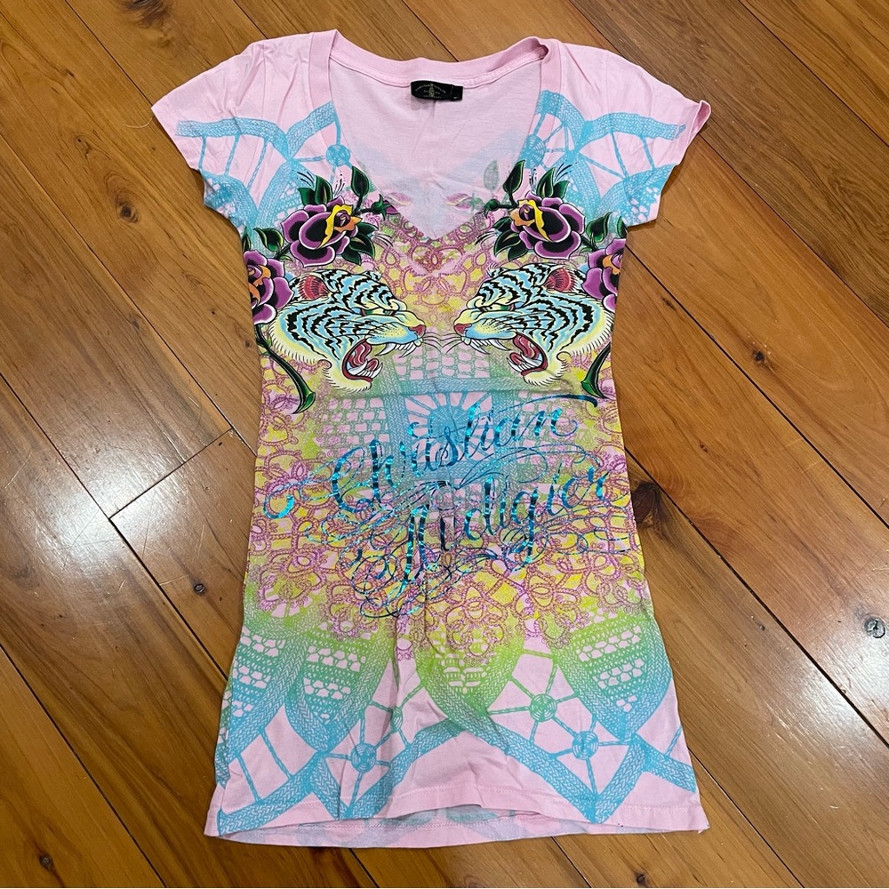 Christian Audigier - NWOT Pink Short Sleeve Top